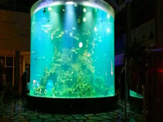 Ķīna pasūtījuma lēts super liels apaļš pmma stikla akvārijos skaidrs cilindru akrila zivju tvertnes